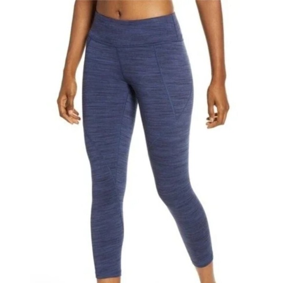 Patagonia Worn Wear Leggings Blue Space Dye Centered Crop Leggings Size Small - Picture 1 of 11